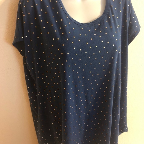 Lane Bryant Blue Foil Tee Strappy Back SS Size 24 Casual Fall - Picture 4 of 6